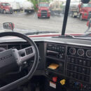 View from the driver's seat of a Mack truck